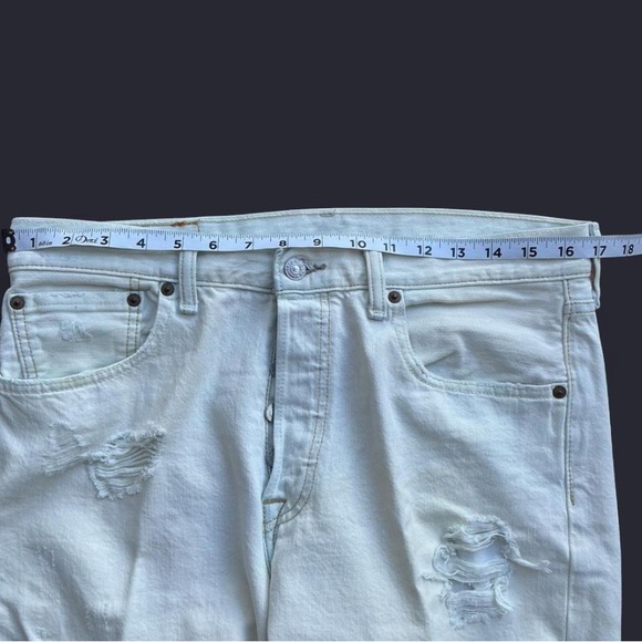 Levi’s 501 White Straight Fit Distressed Men's Jeans - Picture 5 of 7